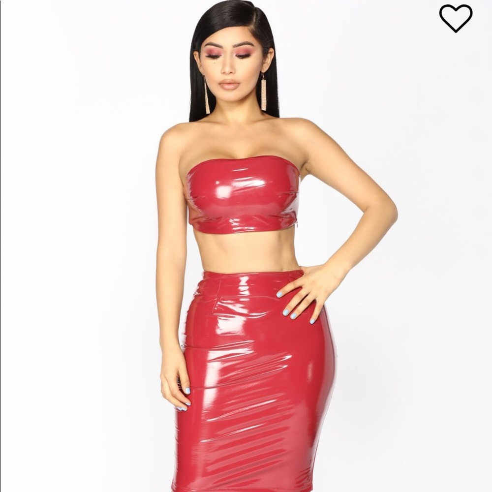 2 Piece Latex Skirt Set.